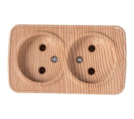 Розетка Intro Polo 3-203-11 двойная без заземления 2x2P, 16A-250В, IP20, открытая установка, сосна, Б0053571 