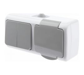 Блок розеток с выключателем Intro Atlantic 5-702-03 открытой установки IP54 серый Б0050948 