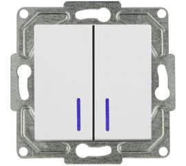 2-клавишный выключатель GUNSAN Eqona с индикацией белый 16401100-250104 