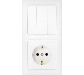 Блок Bylectrica 3 выключателя + розетка с заземляющим контактом СУ, серия СТИЛЬ, белый, 3В-РЦ-695 