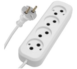 Удлинитель STEKKER штепсельный 4 гнезда б/з 2x0,75 белый 3м HM01-40-03, Ух-10 39217 