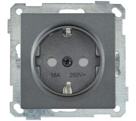 Розетка IEK РС14-1-0-Б с з/к с з/ш 16А BOLERO антрацит ERB14-K95-16 