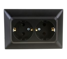Розетка NE-AD 2-гнезда с заземлением, керамика, 16А, 250В, Aras, Черный, 93-124-85-P 