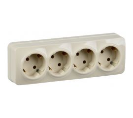 4-ая розетка IEK РС24-3-ХК с з/к о/у 16А GLORY кремовый ERH41-K33-16 