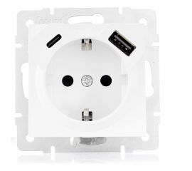 Розетка Lezard VESNA с/з TC+USB разъём белая 742-0288-181TC 