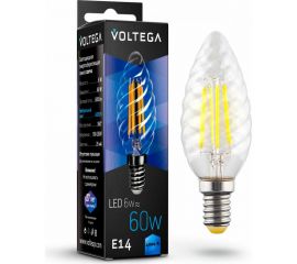 Светодиодная лампа VOLTEGA Свеча витая Е14 4000К 6W 7028 