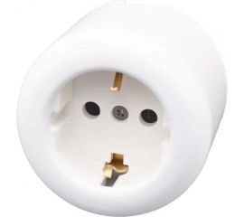 Розетка с заземляющим контактом Bironi R, керамика, цвет белый R1-101-01 