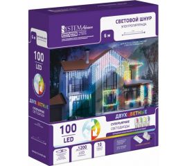 Электрогирлянда GLOS Световой шнур, 6 метров, 100 двухцветных светодиодов (холодный белый + мульти) GL-SA1007-WM 