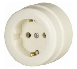 Накладная розетка Alfa с заземлением круглая Бакелит 30100029 