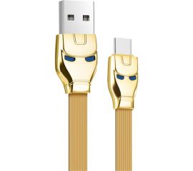 Кабель USB 2.0 Hoco в форме стального человека с подсветкой U14 AM/Type-C золотой, 1.2м, 6957531049487 