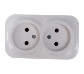 Двухместная розетка IEK для открытой установки рс22-2-хб без заземления 10а glory белый ERH20-K01-10 