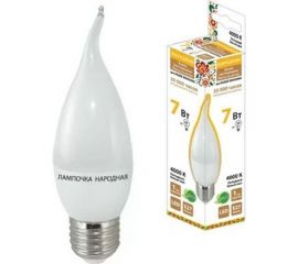 Светодиодная лампа TDM WFС37-7 Вт-230 В -4000 К–E27 свеча на ветру Народная SQ0340-1547 