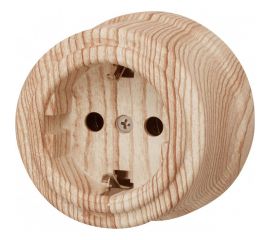 Розетка с заземляющим контактом Bironi пластик, цвет Карельская Сосна B1-101-13 