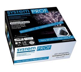 Электрогирлянда GLOS Нить 50 холодных белых LED (10 flash LED), 5 метров GL-SP9003 