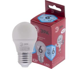 Светодиодная лампа ЭРА LED P45-6W-840-E27 R, шар, 6 Вт, нейтральный, E27 10/100/4000 Б0049644 