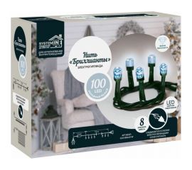 Электрогирлянда GLOS нить ""Бриллианты», 10 метров, 100 сверхъярких холодных белых светодиодов GLR-SI0443-W 