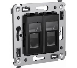 Двойная розетка DKC, Avanti RJ45, в стену, категория 5e, черный квадрат 4402464 