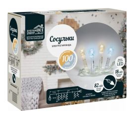 Электрогирлянда GLOS Сосульки, 2x0,4 м, 100 светодиодов (82 теплых белых + 18 мигающих холодных белых) GLR-SI0417-WWW 