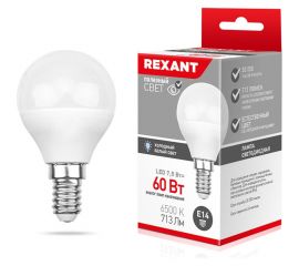 Светодиодная лампа REXANT Шарик GL 7,5 Вт E14 6500 K холодный свет 604-033 