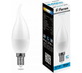 Светодиодная лампа FERON LB-570 Свеча на ветру E14 9W 6400K 38136 