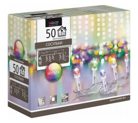 Электрогирлянда GLOS Сосульки, 2,4x0,4 м, 50 сверхъярких разноцветных светодиодов GL7021-M-T 