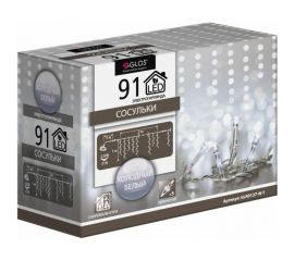 Электрогирлянда GLOS «Сосульки», 2 м х 1 м, 91 холодный белый светодиод GLR0127-W-T 