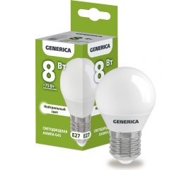 Светодиодная лампа GENERICA G45 шар 8Вт 230В 4000К E27 LL-G45-08-230-40-E27-G 