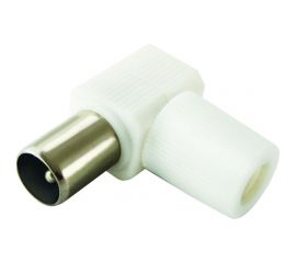 Антенный TV штекер TDM угловой белый без пайки SQ1809-0010 