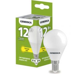 Светодиодная лампа GENERICA G45 шар 12Вт 230В 3000К E14 LL-G45-12-230-30-E14-G 