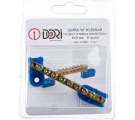 Нулевая шина DORI на 2-х угловых изоляторах, 8 отв. 41269 