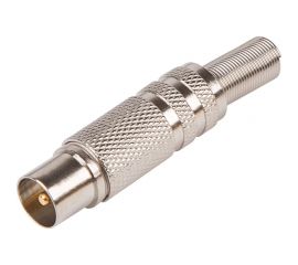 Антенный разъем на кабель REXANT штекер-ТВ никель с пружиной 06-0016-A 