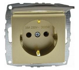 Механизм розетки MONO ELECTRIC L/D, с заземлением, с крышкой, титан 500-002221-118 