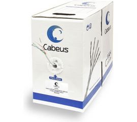 Кабель Cabeus витая пара категория 5e, 4 пары, одножильный, серый, UTP-4P-Cat.5e-SOLID-LSZH-GY 