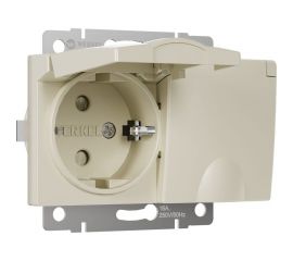 Двойная влагозащищенная розетка WERKEL W1172203 с заземлением с защитными крышками и шторками слоновая кость a057279 