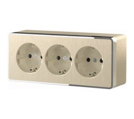 Тройная розетка WERKEL W5073110 с заземлением и шторками Gallant (шампань рифленый) a052594 