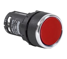 Нажимная моноблочная кнопка Emas красная, 22мм, IP40, 1НО+1НЗ, MB102DK 