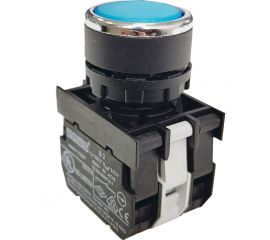 Нажимная круглая кнопка Emas синяя, 250В AC, 4А, 12-30В AC/DC, 10шт. B172DM 