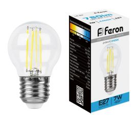 Светодиодная лампа FERON LB-52 Шарик E27 7W 6400K, 38222 
