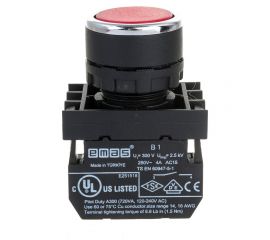 Нажимная кнопка Emas круглая красная, 1НО, серия B, 250В AC, 4А, 10шт. B100DK 