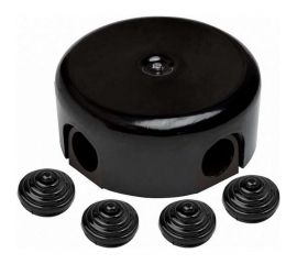 Распределительная коробка Bironi 78мм, керамика, цвет черный (4 кабельных ввода в комплекте) B1-521-03-K 