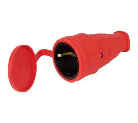 Розетка ЭРА RX10RIP44 каучуковая, c заземлением, 16А, IP44, прямая, красная Б0055419 