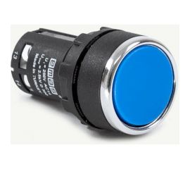 Нажимная кнопка Emas моноблочная синяя 22 мм, IP 40, 1НО+1НЗ MB102DM 