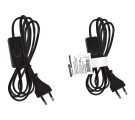 Шнур с выключателем и плоской вилкой TDM Народный ШВВП 2x0,5мм2 2м. черный SQ1305-0042 