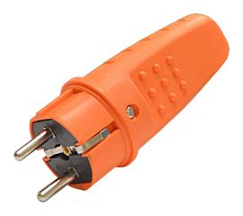 Прямая вилка UNIVersal c заземлением каучук 16А 250В IP44 цвет оранжевый (еврослот) 3031 