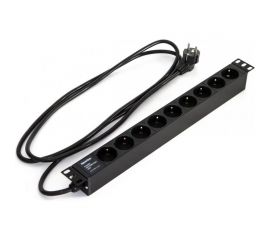 Горизонтальный блок розеток Hyperline для 19"" шкафов 9 розеток Schuko, черный, 397067 