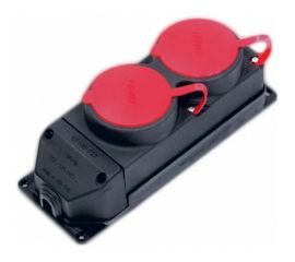 Штепсельная колодка NE-AD 2-гнезда с крышкой, 3х25, каучук, 4009 