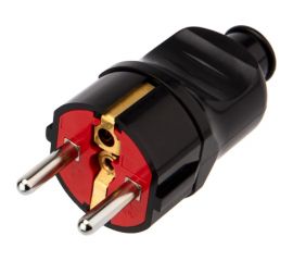 Прямая усиленная вилка Евро REXANT с заземлением 16А черная 11-8949 