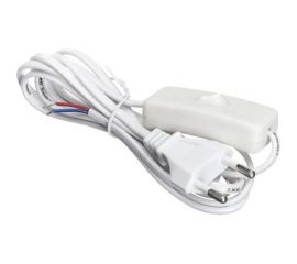 Кабель питания TWIST с выключателем и вилкой без разъема 2х0,5мм2, 220V/2,5A, 1,8м, белый PCWPS-1.8M-W 