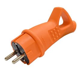 Вилка UNIVersal с ушком c заземлением каучук 16А 250В IP44 цвет оранжевый (еврослот) 3030 
