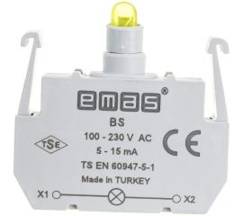 Блок-контакт подсветки Emas ВS с жёлтым светодиодом, серия B, 100-230В AC BS 
